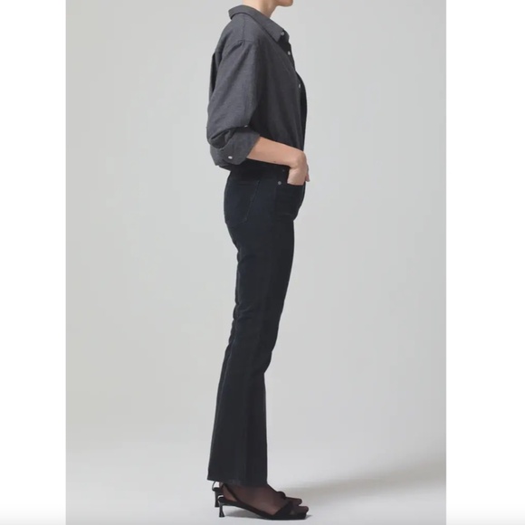 Citizens of Humanity Isola Flare Corduroy Pants, Washed Charcoal Black, Size 26 - Picture 11 of 12